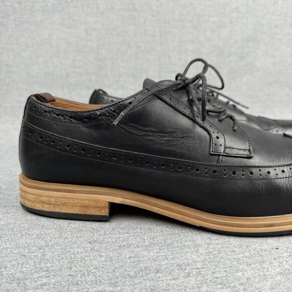 Fairlane Shoes Mens 13 Black Oxfords Leather Wingtip Classic‎ Office Preppy - Picture 7 of 16